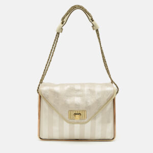 chloe metallic striped leather medium crystal sally flap shoulder bag