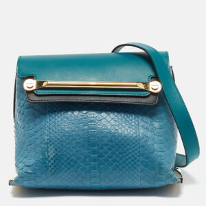 chloe blue/green leather and python small clare shoulder bag