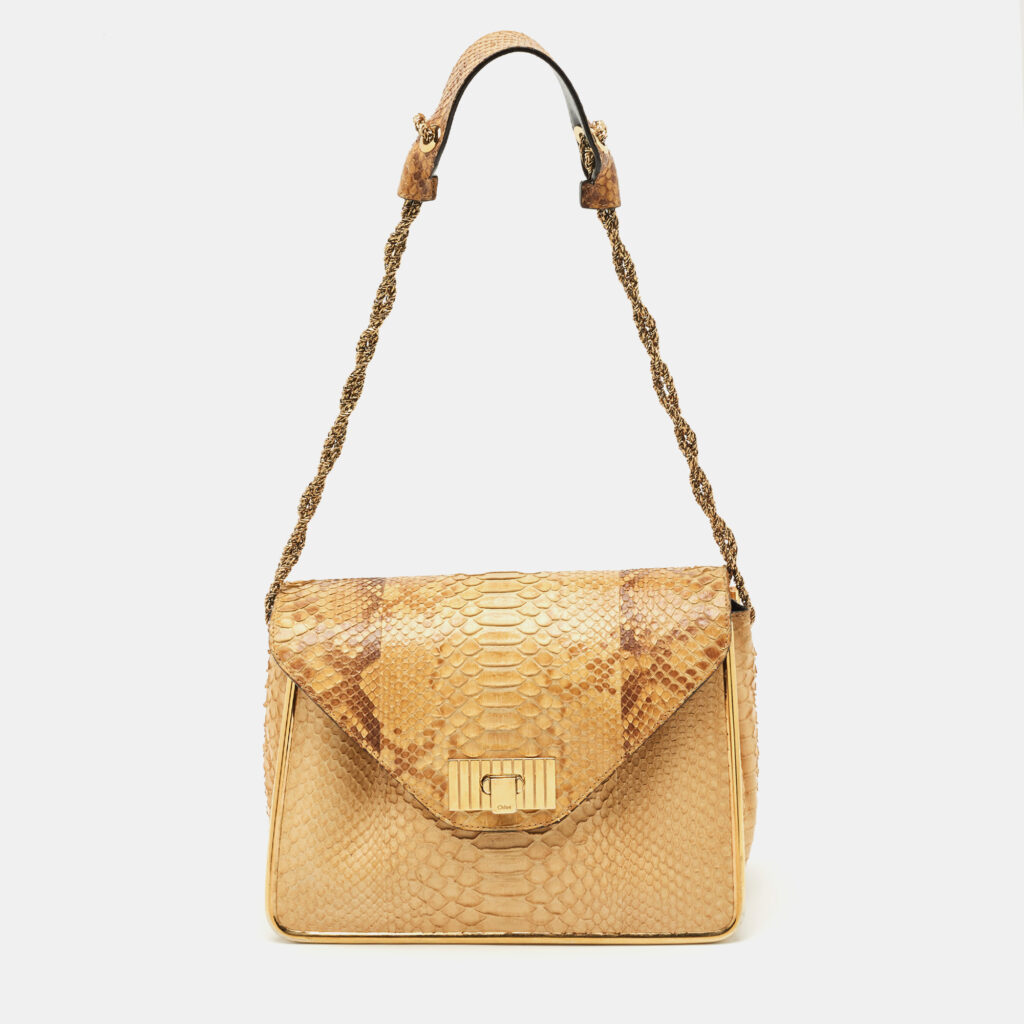 luxury-women-chloe-used-handbags-p1162876-010.jpg Chloe Beige Python Medium Sally Shoulder Bag