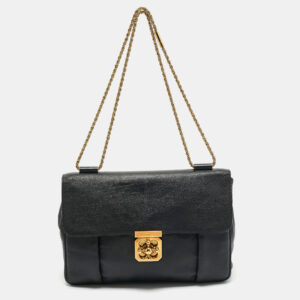 Chloe Black Leather Large Elsie Shoulder Bag