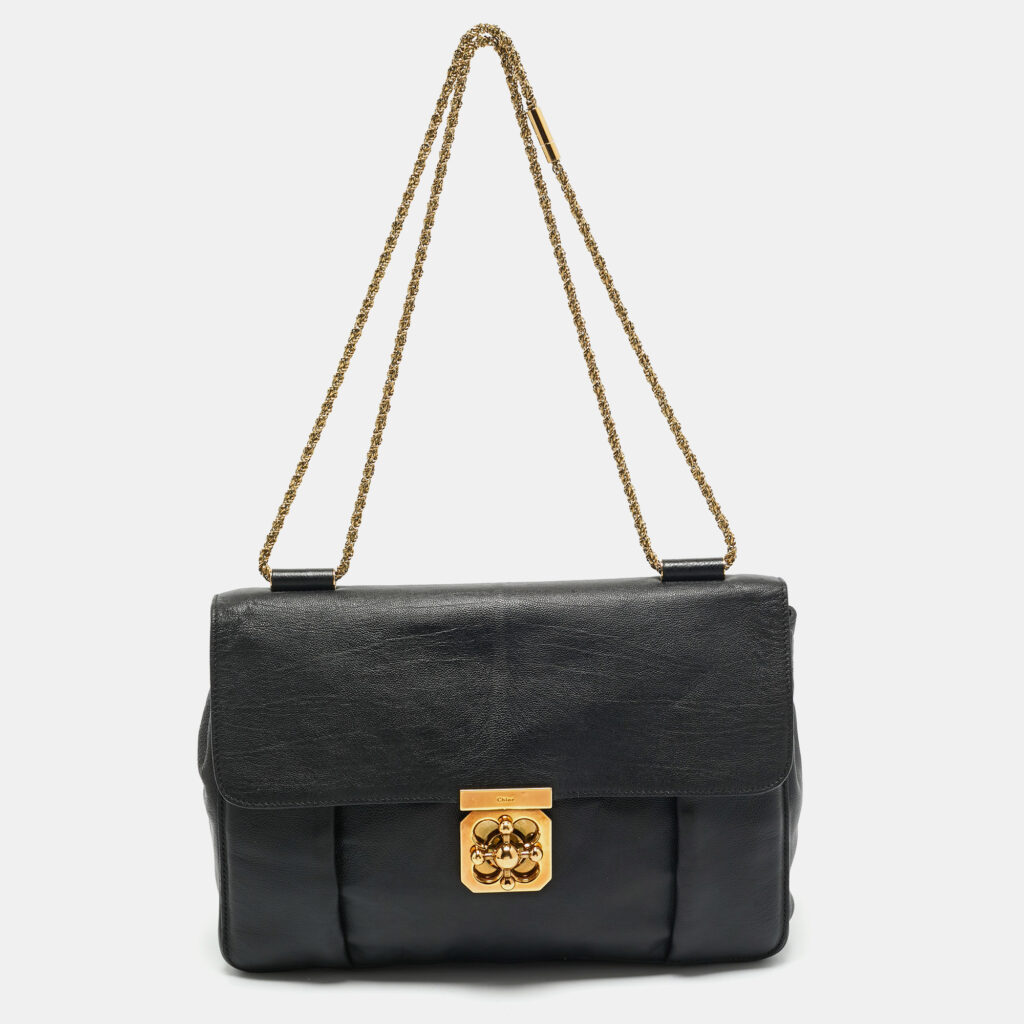 luxury-women-chloe-used-handbags-p1165881-013 Chloe Black Leather Large Elsie Shoulder Bag