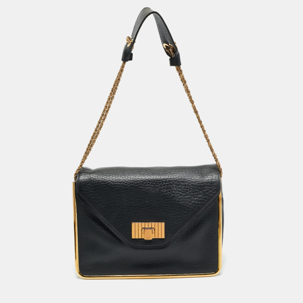 Chloe Black Leather Medium Sally Flap Shoulder Bag
