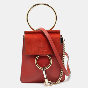 Chloe Brick Leather and Suede Mini Faye Crossbody Bag