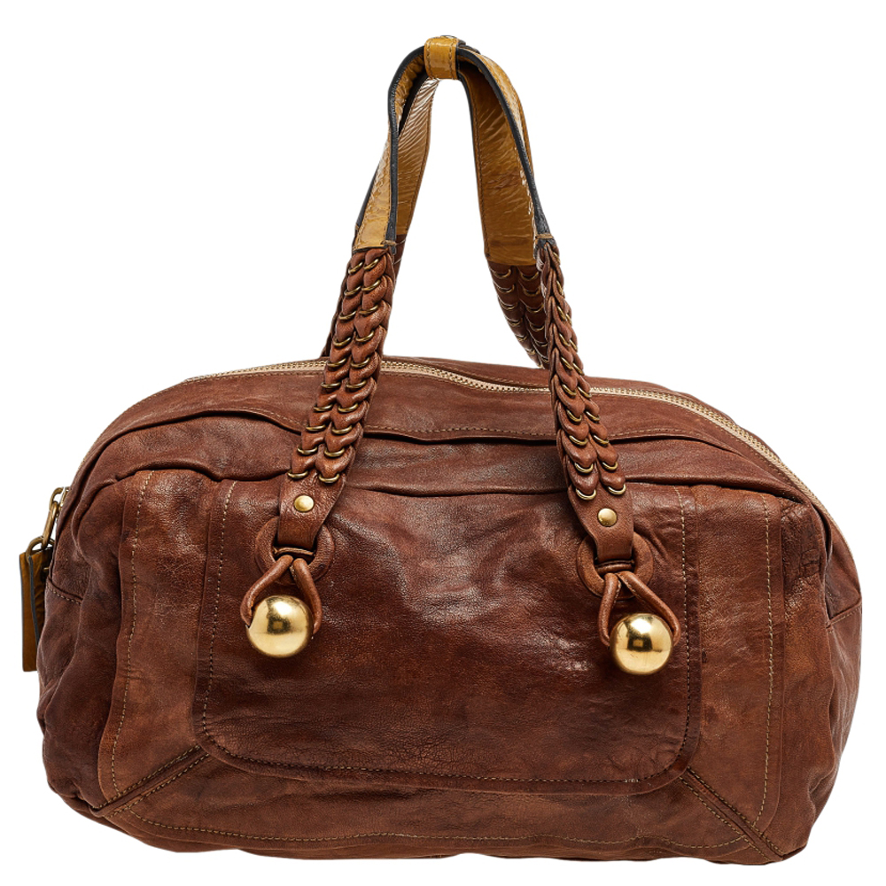 luxury-women-chloe-used-handbags-p494374-004 Chloe Brown Leather Zip Shoulder Bag