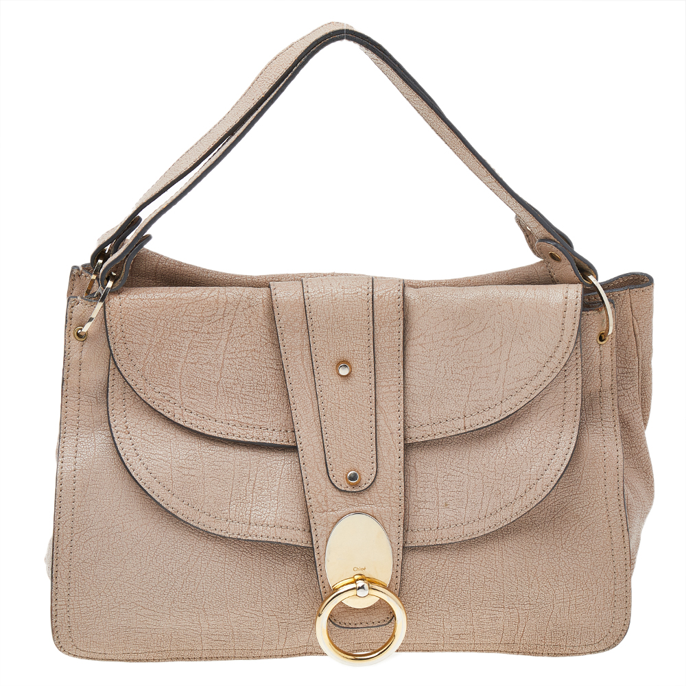 luxury-women-chloe-used-handbags-p542286-007-2 Chloe Pink Textured Leather Satchel