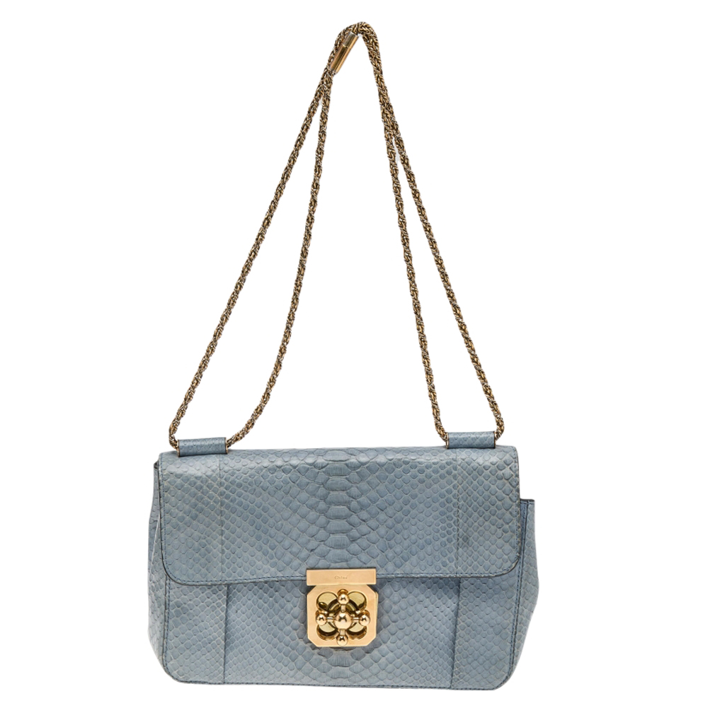 luxury-women-chloe-used-handbags-p556370-006-2 Chloe Blue Python Medium Elsie Shoulder Bag