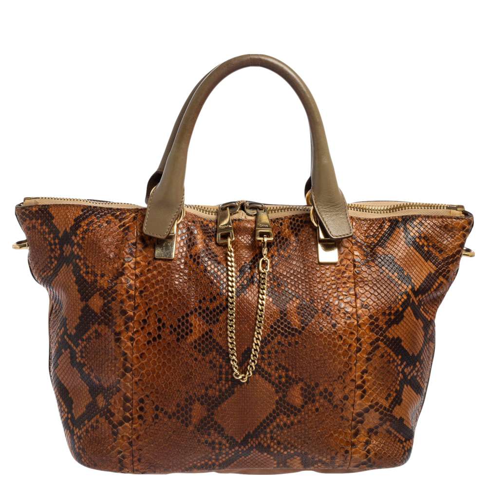 luxury-women-chloe-used-handbags-p565054-006-2 Chloe Brown Python and Leather Baylee Tote