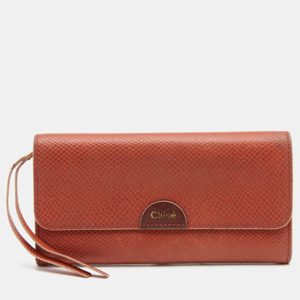 luxury-women-chloe-used-handbags-p816344-008 Chloe Rust Leather Flap Continental Wallet