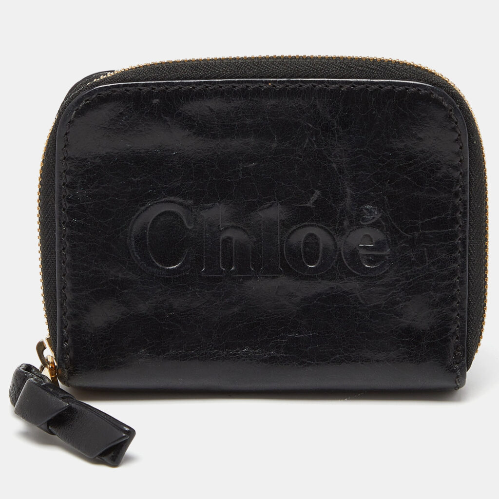 luxury-women-chloe-used-handbags-p914422-010 Chloe Black Leather Zip Compact Wallet