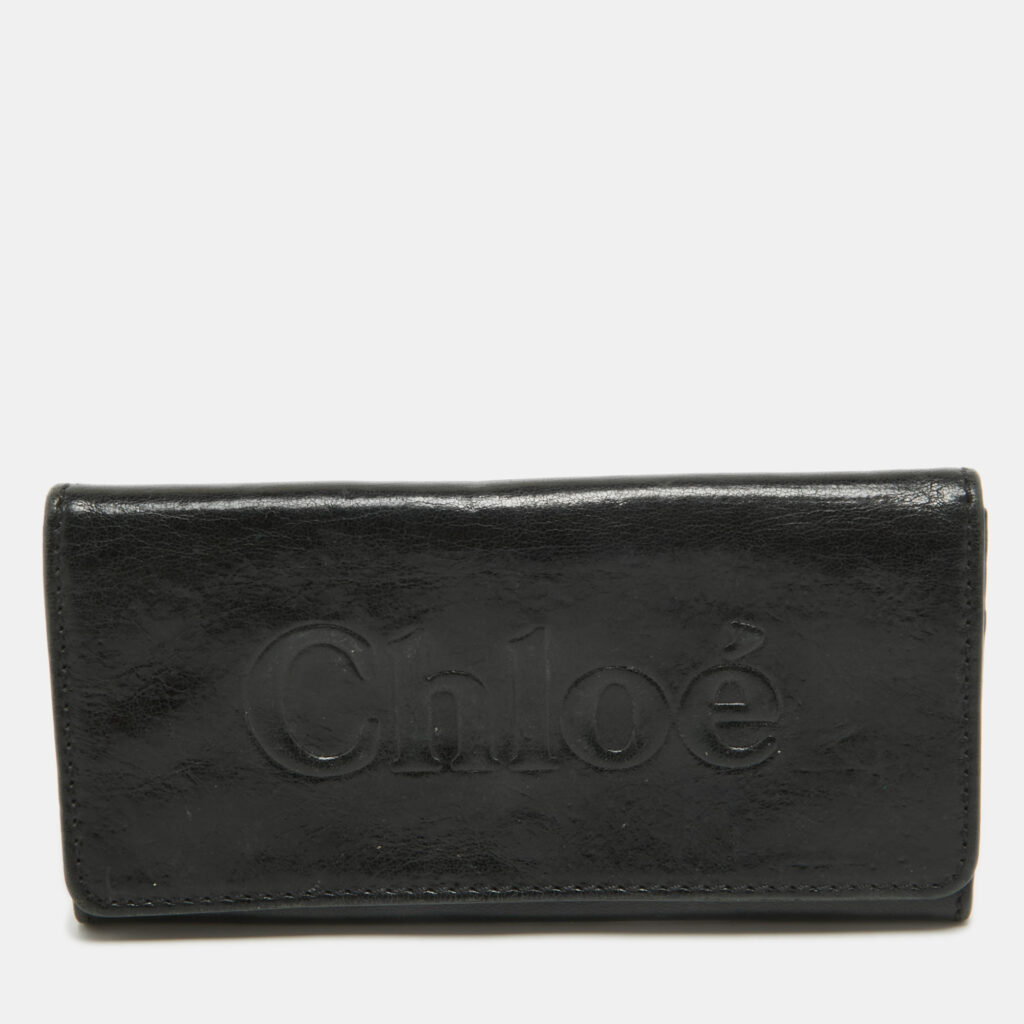 luxury-women-chloe-used-handbags-p939654-001 Chloe Black Leather Logo Continental Wallet