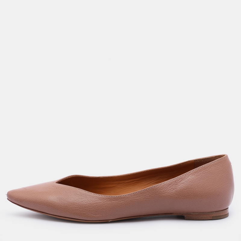 luxury-women-chloe-used-shoes-p1024579-1724150237-006 Chloe Beige Leather Pointed Toe Ballet Flats 35