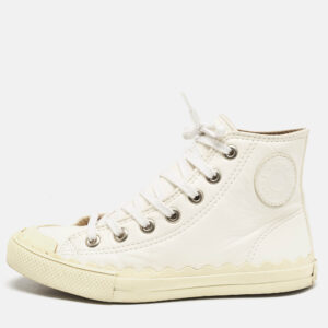 Chloe Off White Leather Kyle High Top Sneakers Size 36
