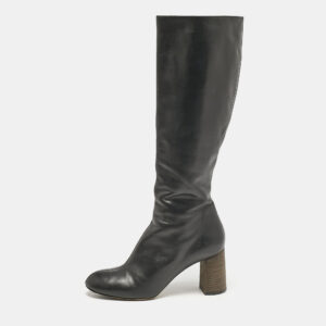 Chloe Black Leather Zip Up Knee Length Boots Size 40
