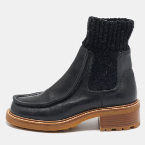Chlo&eacute; Black Fabric and Leather Ankle Length Chelsea Boots Size 36