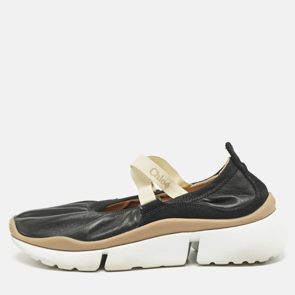 Chloe Black Leather Sonnie Ballerina Sneakers Size 36