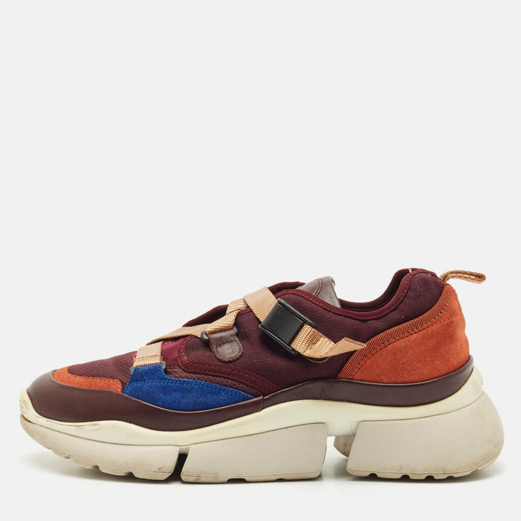 luxury-women-chloe-used-shoes-p1160596-010 Chloé Multicolor Suede and Mesh Sonnie Sneakers Size 39