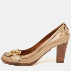 Chloe Metallic Gold Leather Buckle Pumps Size 36