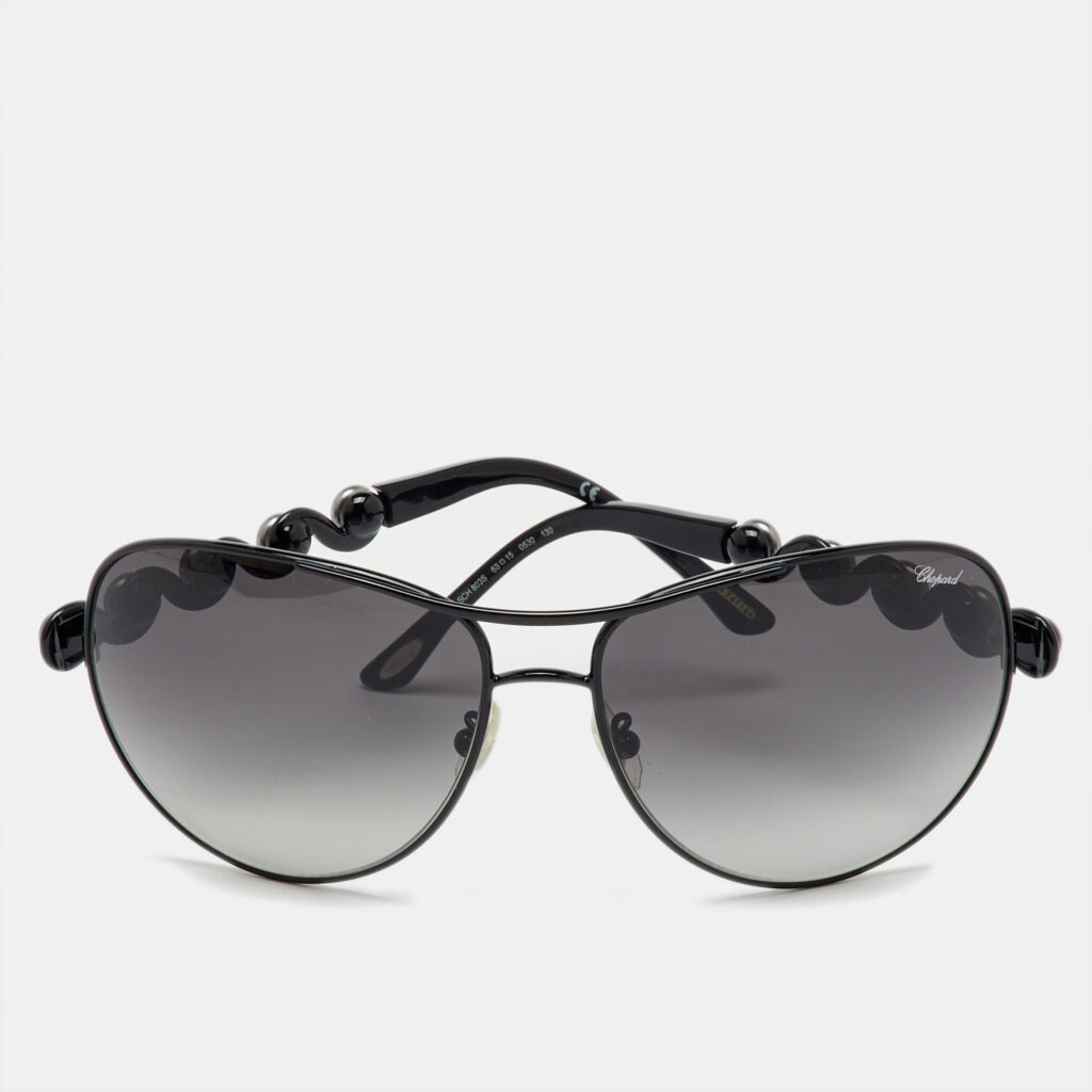 luxury-women-chopard-used-accessories-p1150007-001.jpg Chopard Black Tone/Grey Gradient Embellished Swirl SCH803S Aviator Sunglasses