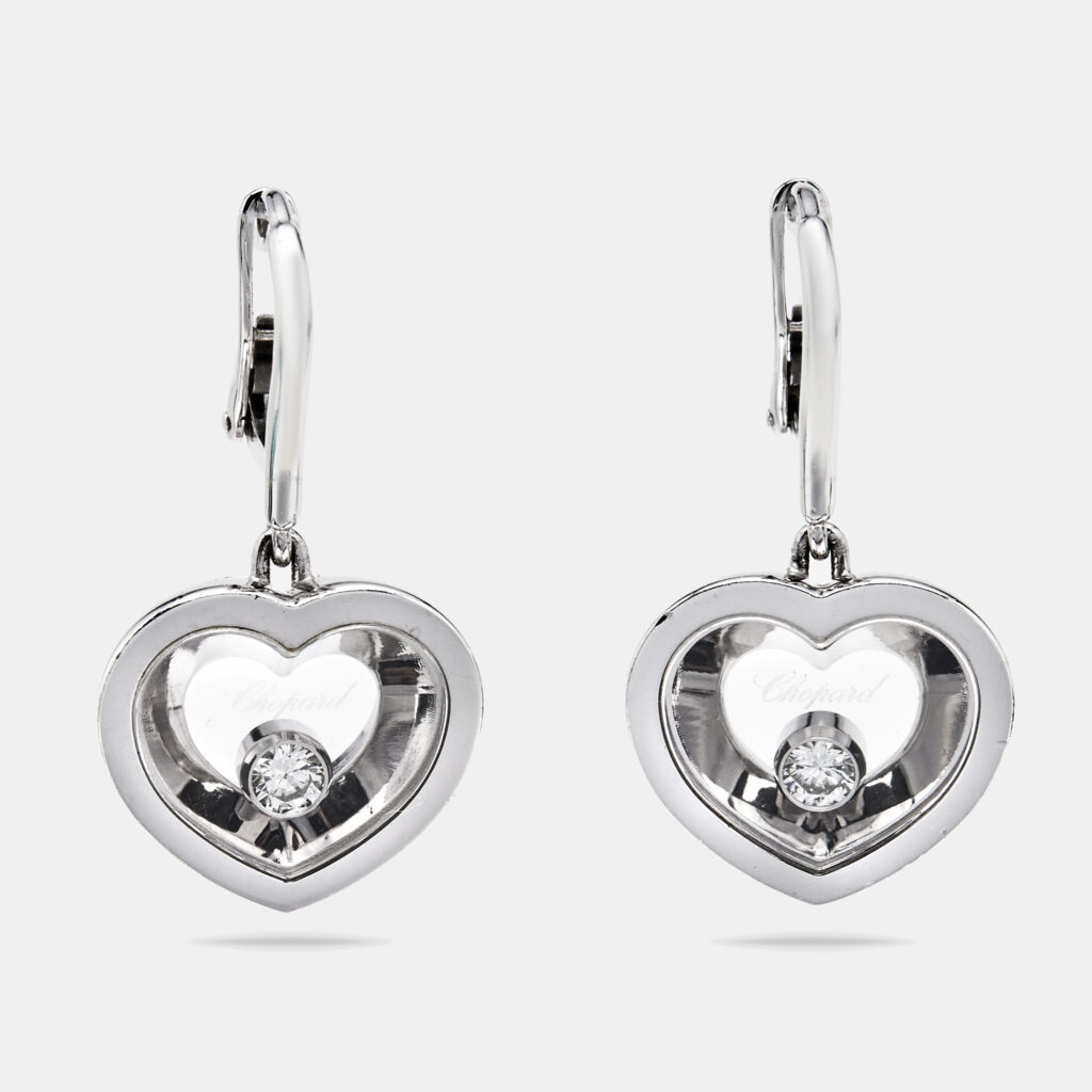 luxury-women-chopard-used-fine-jewelry-p1124804-002 Chopard Happy Hearts Diamond 18K White Gold Drop Earrings