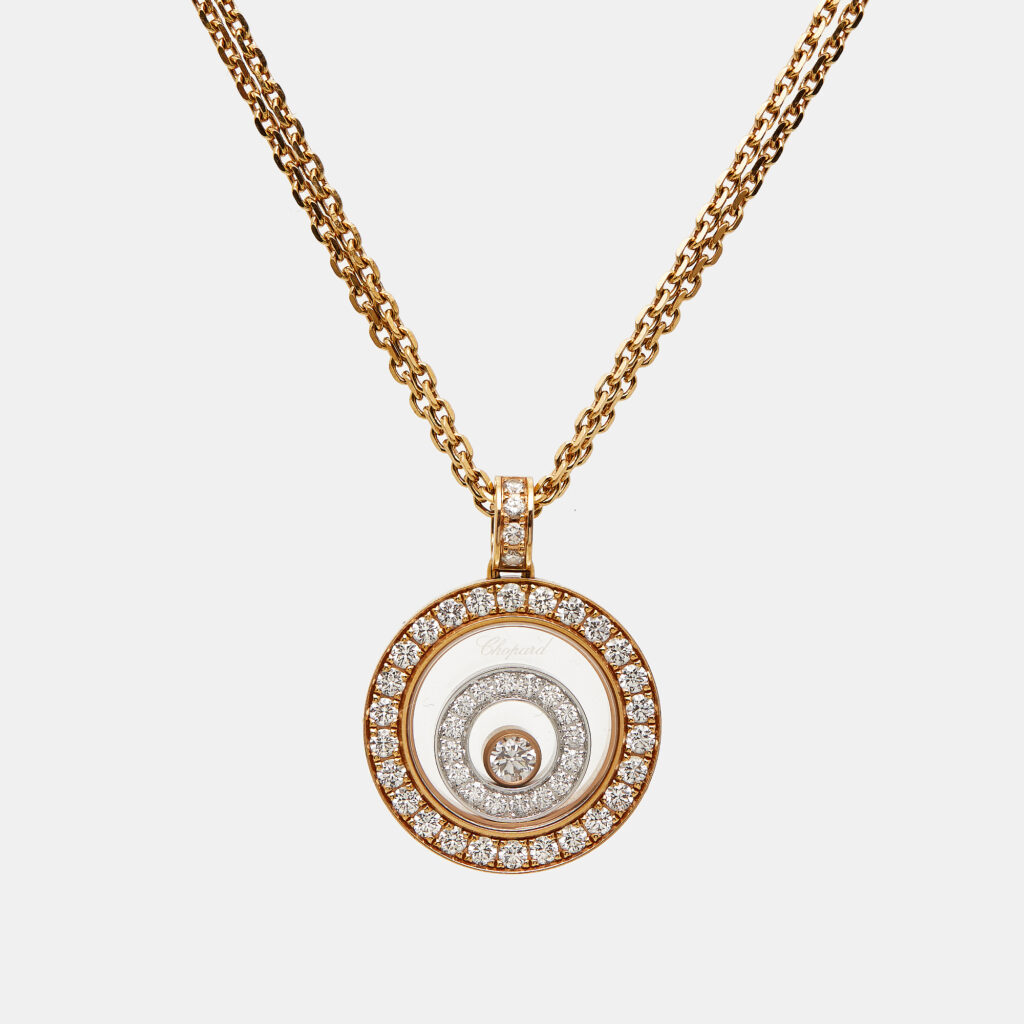 luxury-women-chopard-used-fine-jewelry-p1159893-001 Chopard Happy Spirit Diamonds 18k Two Tone Gold Necklace