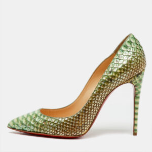 Christian Louboutin Green/Cream Python Leather So Kate Pumps Size 39