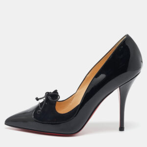 christian louboutin black patent leather and suede queue di pie pumps size 36