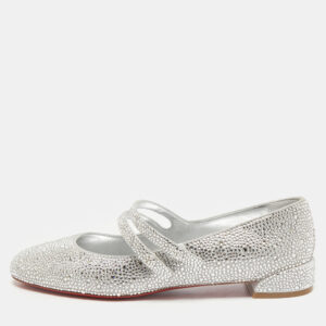 Christian Louboutin Silver Strass Sweet Jane Ballet Flats Size 40
