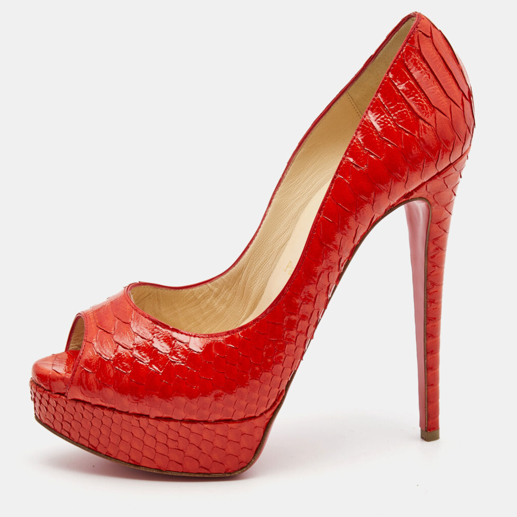 luxury-women-christian-louboutin-new-shoes-p833712-009 Christian Louboutin Orange Python Lady Peep Pumps Size 39.5