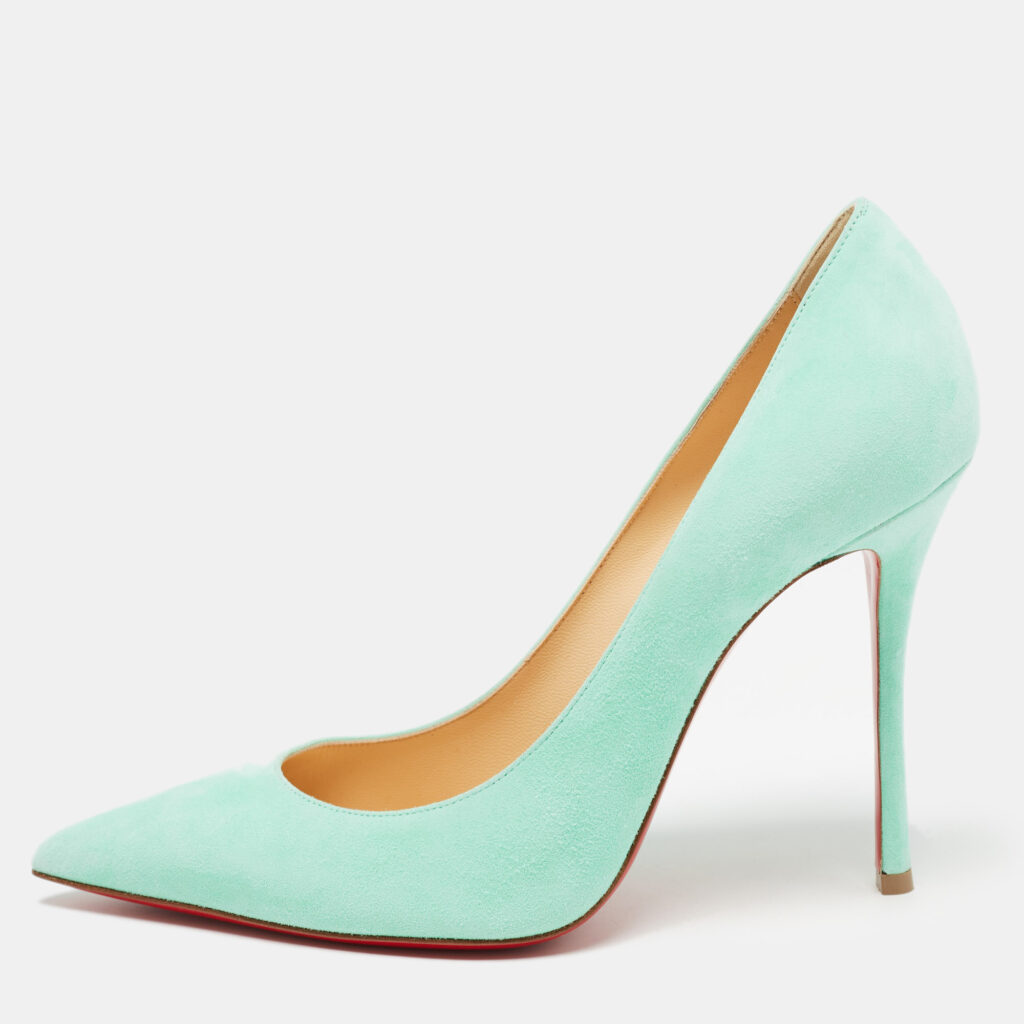 luxury-women-christian-louboutin-new-shoes-p963355-001 Christian Louboutin Blue Suede Decoltish Pointed Toe Pumps Size 39