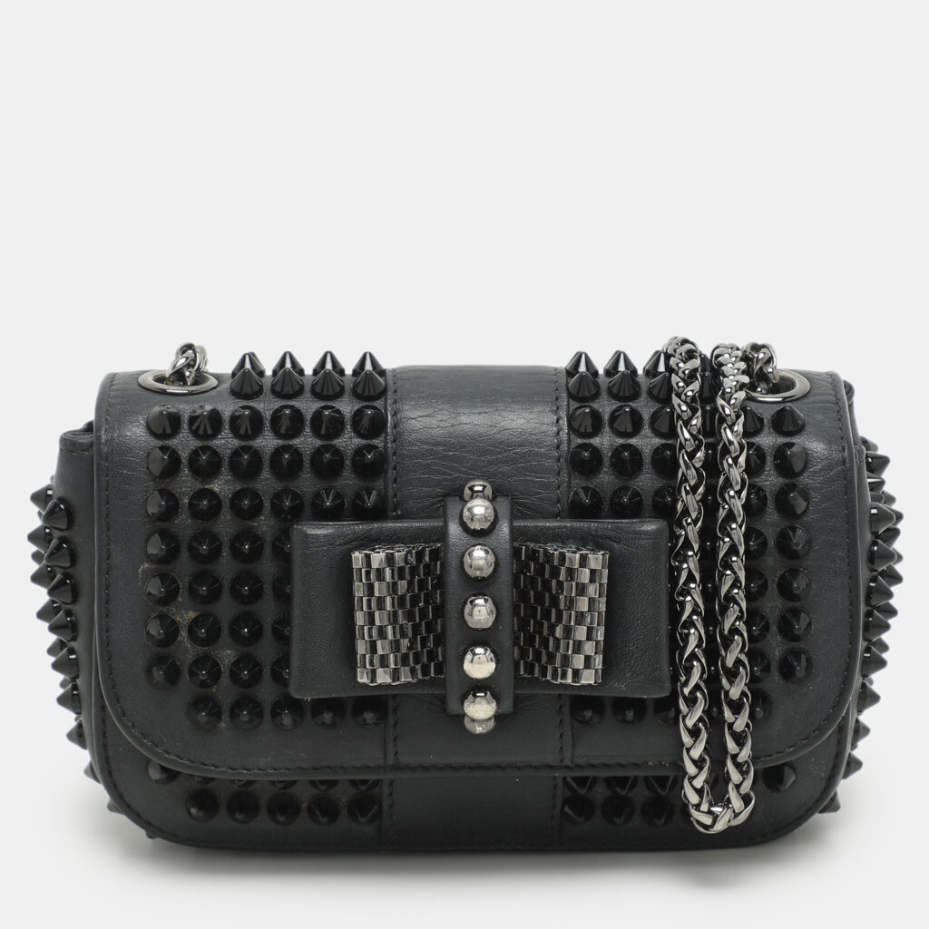Christian Louboutin Black Leather Mini Spiked Sweet Charity Crossbody Bag