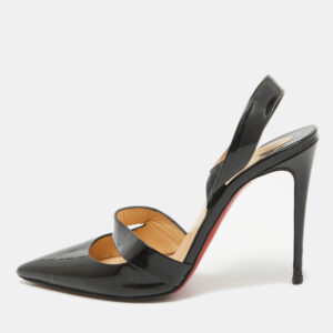 Christian Louboutin Black Patent Leather Actina Slingback Pumps Size 37.5
