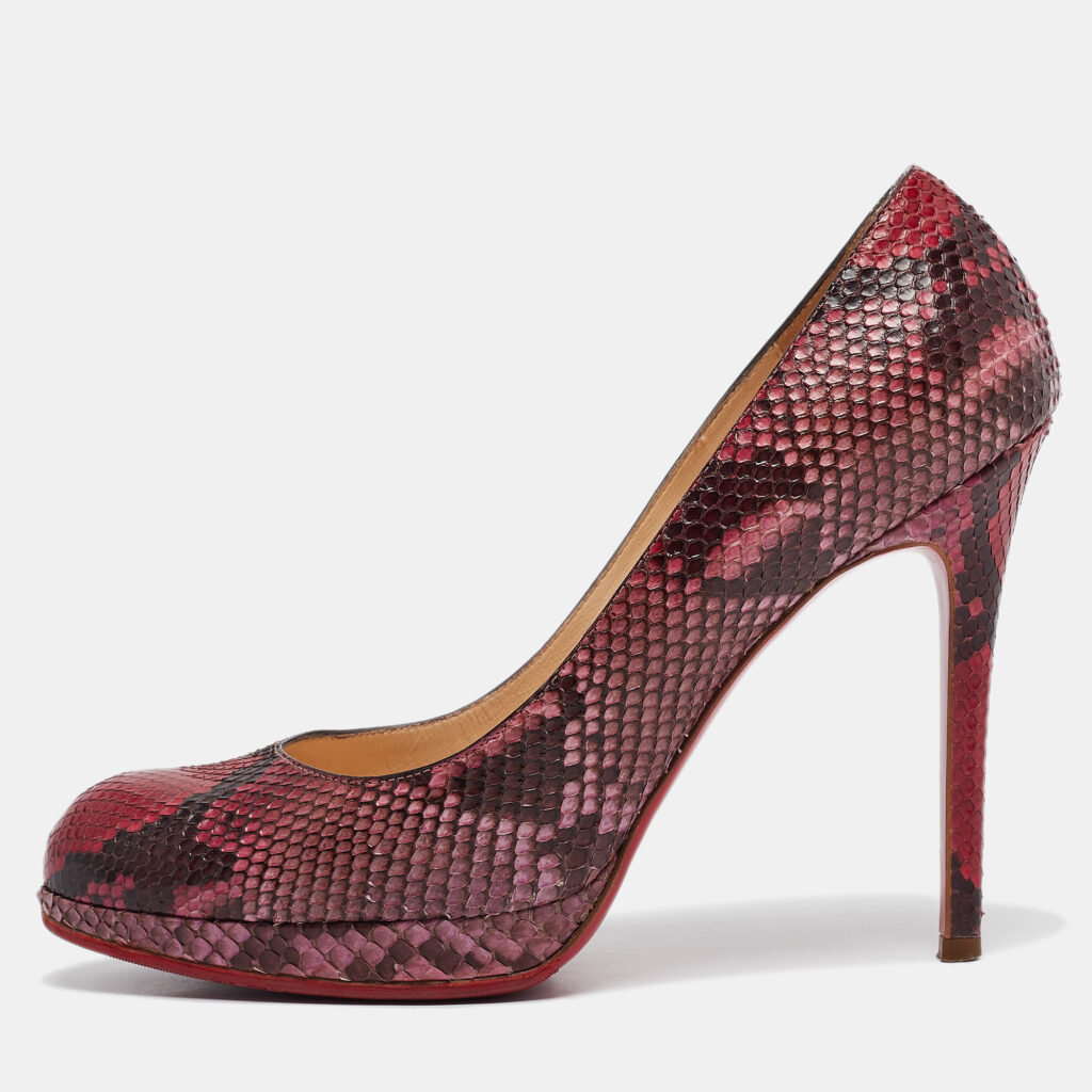luxury-women-christian-louboutin-used-shoes-p1054467-001 Christian Louboutin Red/Black Python New Simple Pumps Size 38.5