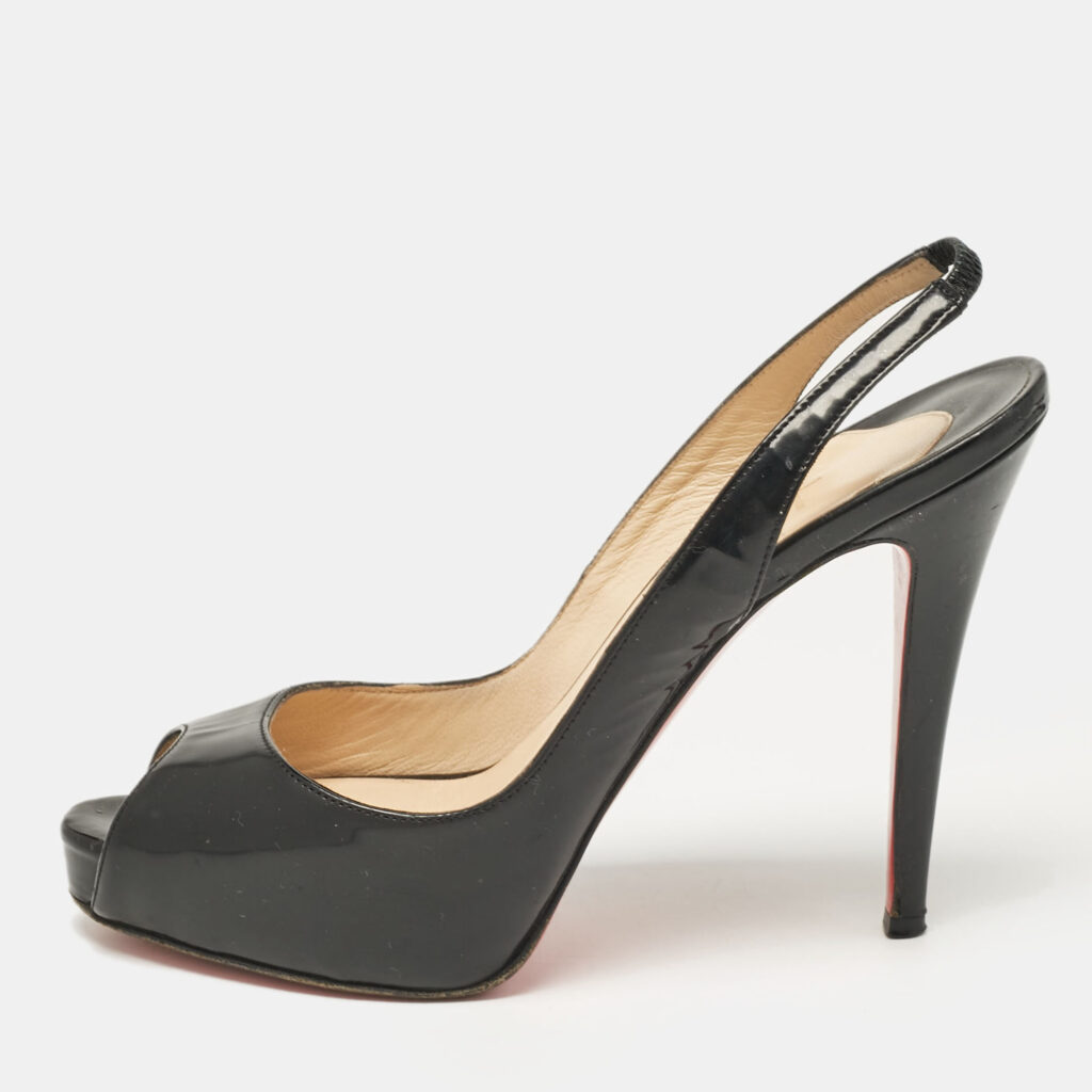 luxury-women-christian-louboutin-used-shoes-p1054668-003 Christian Louboutin Black Patent Leather Private Number Sandals Size 37.5
