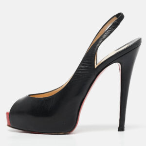 Christian Louboutin Black Leather No Prive Slingback Pumps Size 38