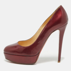 Christian Louboutin Burgundy Patent Leather Bianca Platform Pumps Size 38.5