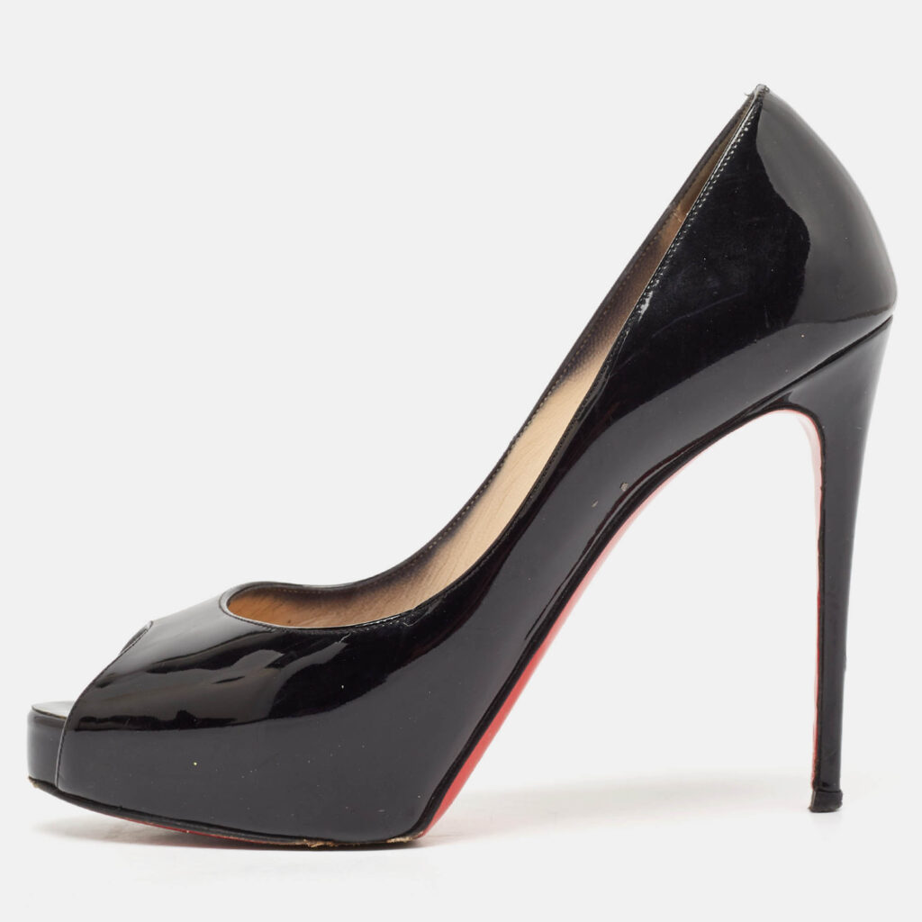 luxury-women-christian-louboutin-used-shoes-p1101364-010 Christian Louboutin Black Patent Leather Very Prive Pumps Size 36.5