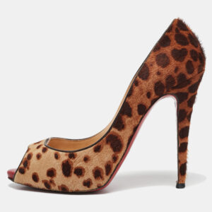 Christian Louboutin Brown/Beige Leopard Print Calf Hair Flo Pumps Size 39
