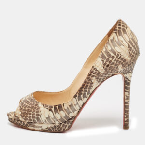 Christian Louboutin Beige Python Leather Lady Peep Peep Toe Pumps Size 38