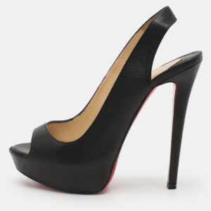 Christian Louboutin Black Leather No Prive Peep Toe Pumps Size 36.5