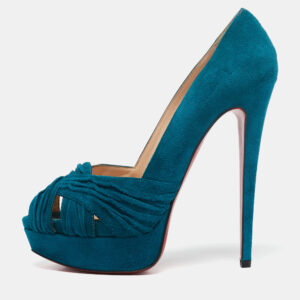Christian Louboutin Blue Suede CrissCross Platform Pumps Size 39