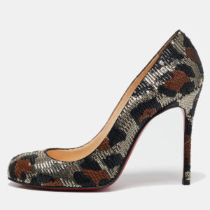 Christian Louboutin Tri-Color Leopard Print Sequins Fifi Pumps Size 38