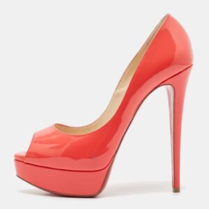 Christian Louboutin Pink Patent Leather Lady Peep Pumps Size 38.5