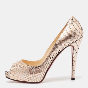 Christian Louboutin Rose Gold/Silver Python Very Prive Pumps Size 37.5
