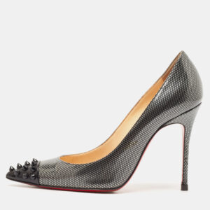 Christian Louboutin Black/Grey Leather Geo Pumps Size 35