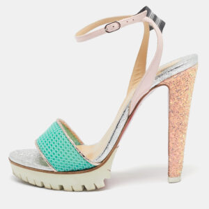 Christian Louboutin Multicolor Mesh and Patent Leather Volumetric Sandals Size 37.5