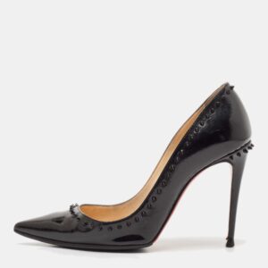 Christian Louboutin Black Patent Leather Anjalina Pumps Size 36.5