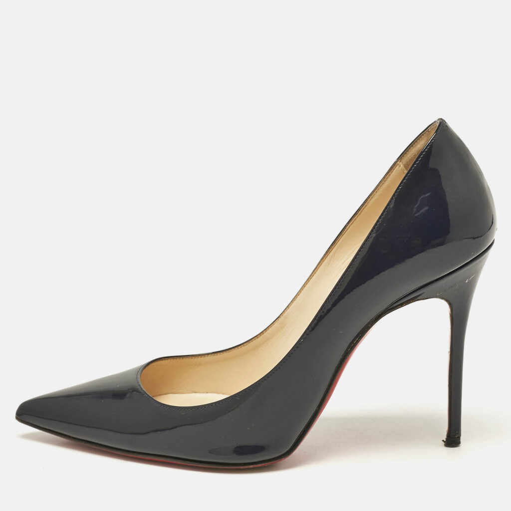 Christian Louboutin Navy Blue Patent Leather Pigalle Pumps Size 35.5
