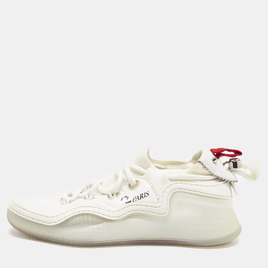 luxury-women-christian-louboutin-used-shoes-p1124131-007 Christian Louboutin White Suede and Fabric Arpoador Donna Sneakers Size 36