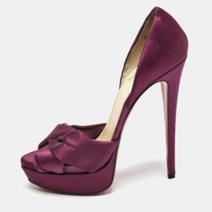 Christian Louboutin Purple Satin Volpi 150 Peep Toe D'Orsay Pumps Size 38