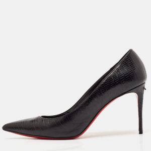Christian Louboutin Black Lizard Embossed Leather Pigalle Follies Pumps Size 40